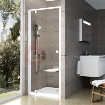 Drzwi prysznicowe 80x190 cm profil w kolorze aluminium błyszczące, szkło transparentne Ravak PIVOT 80x190 cm PDOP1