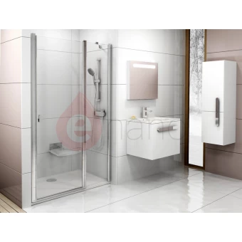 Drzwi prysznicowe, dwuczęściowe 100x195 profil polerowane aluminium, szkło transparent Ravak CHROME