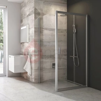 Drzwi prysznicowe przesuwne 2-elementowe 117x121x190 cm profil aluminium, szkło transparentne Ravak BDLP2-120