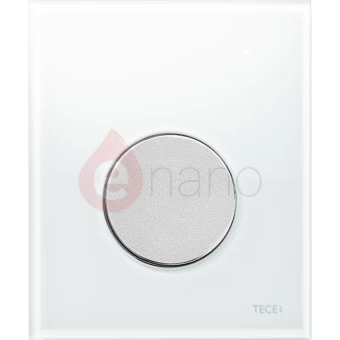 Przycisk spłukujący ze szkła do pisuaru Tece TECEloop szkło białe / przycisk chrom matowy