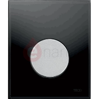 Przycisk spłukujący ze szkła do pisuaru Tece TECEloop szkło czarne, przycisk chrom matowy