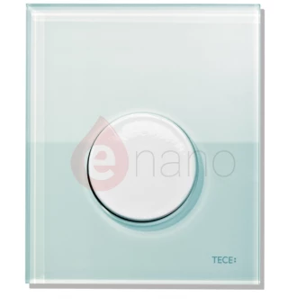 Przycisk spłukujący ze szkła do pisuaru Tece TECEloop szkło zielone, przycisk biały